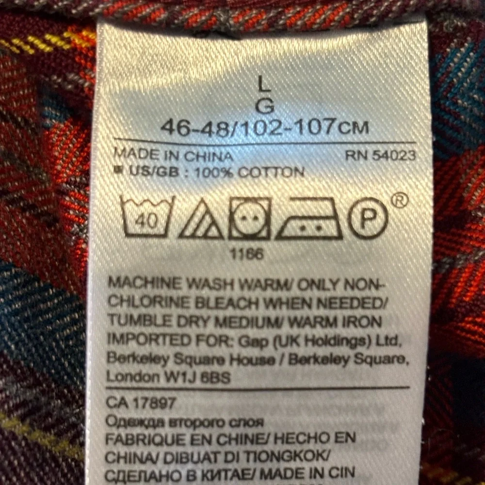 Banana Republic Red Plaid Flannel‎ Long Sleeve Button Up Shirt Size L Cotton